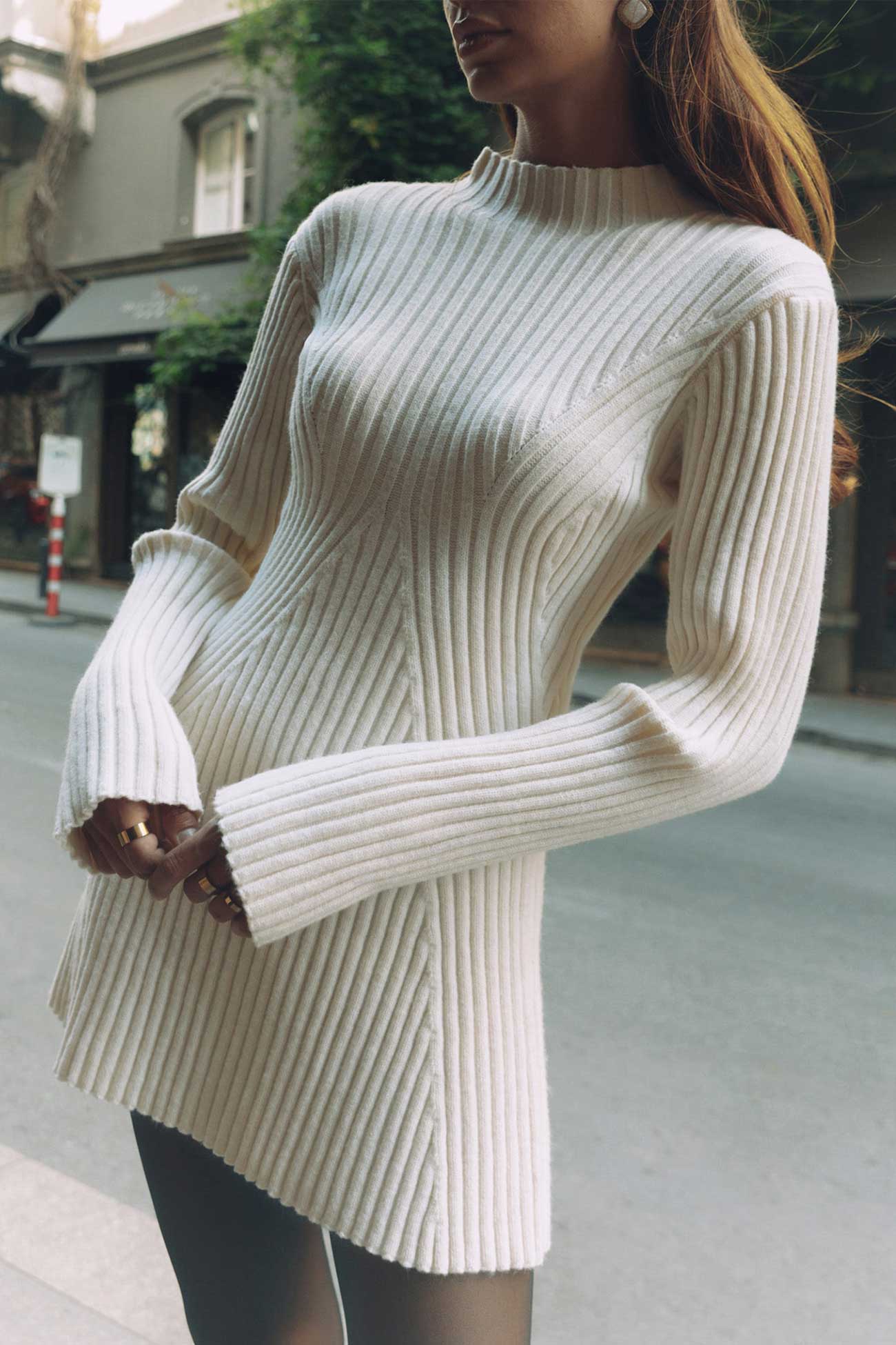 Raquel | Solid color ribbed knit dress