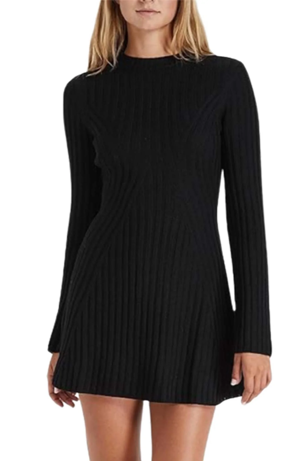 Raquel | Solid color ribbed knit dress - Image 4