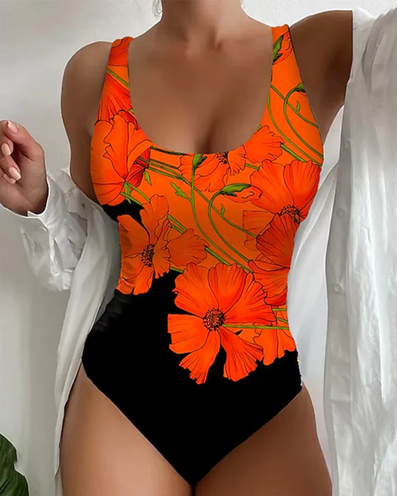 Rebeca® | Swimsuit With Orange Floral Pattern - Image 2