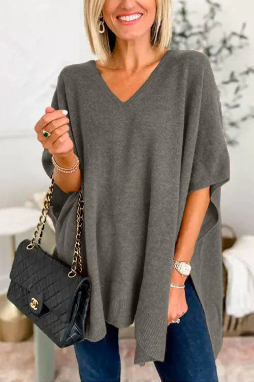 Regan® | Loose V-Neck Batwing Sweater - Image 2