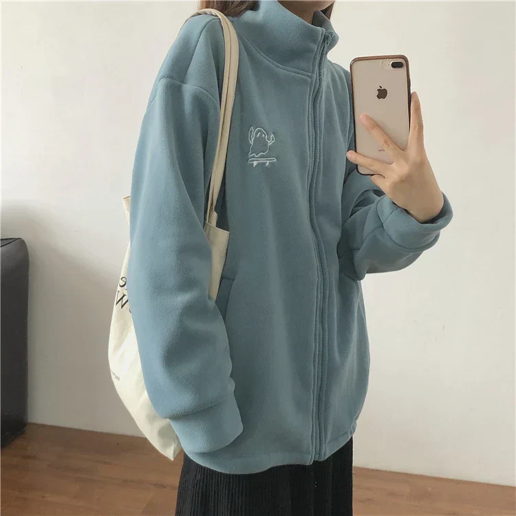 Regina | Women's oversized sweatshirt with zip and pockets - Image 6