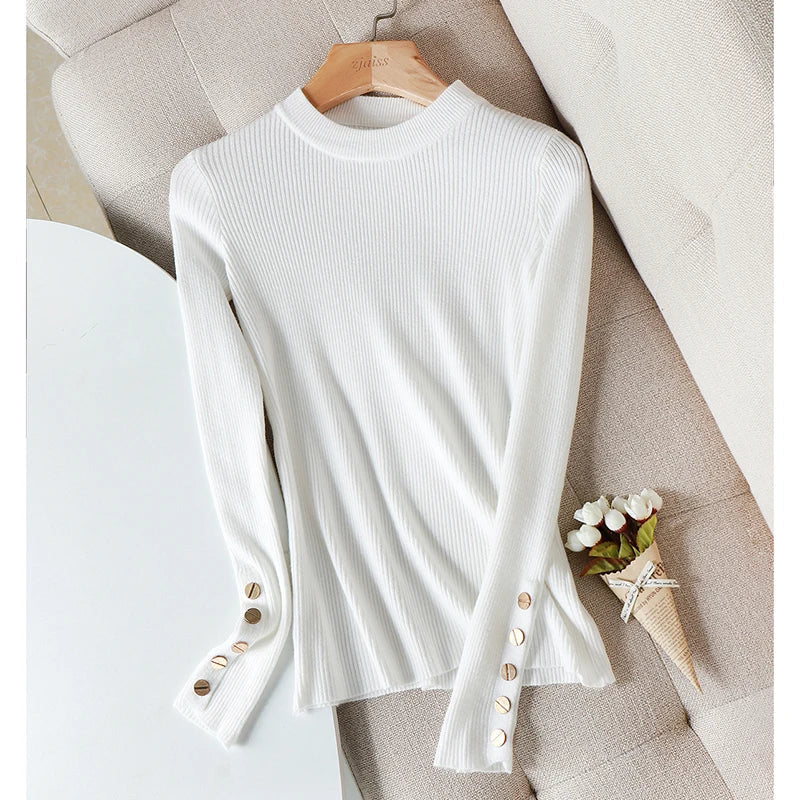 Regine | Chunky knit sweater with buttons for women - Image 2