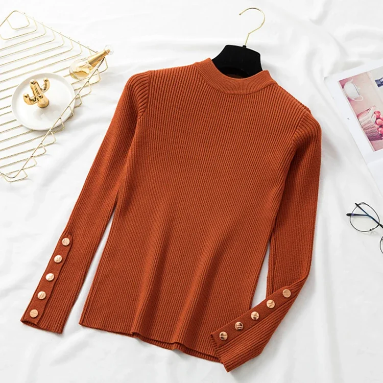 Regine | Chunky knit sweater with buttons for women - Image 4