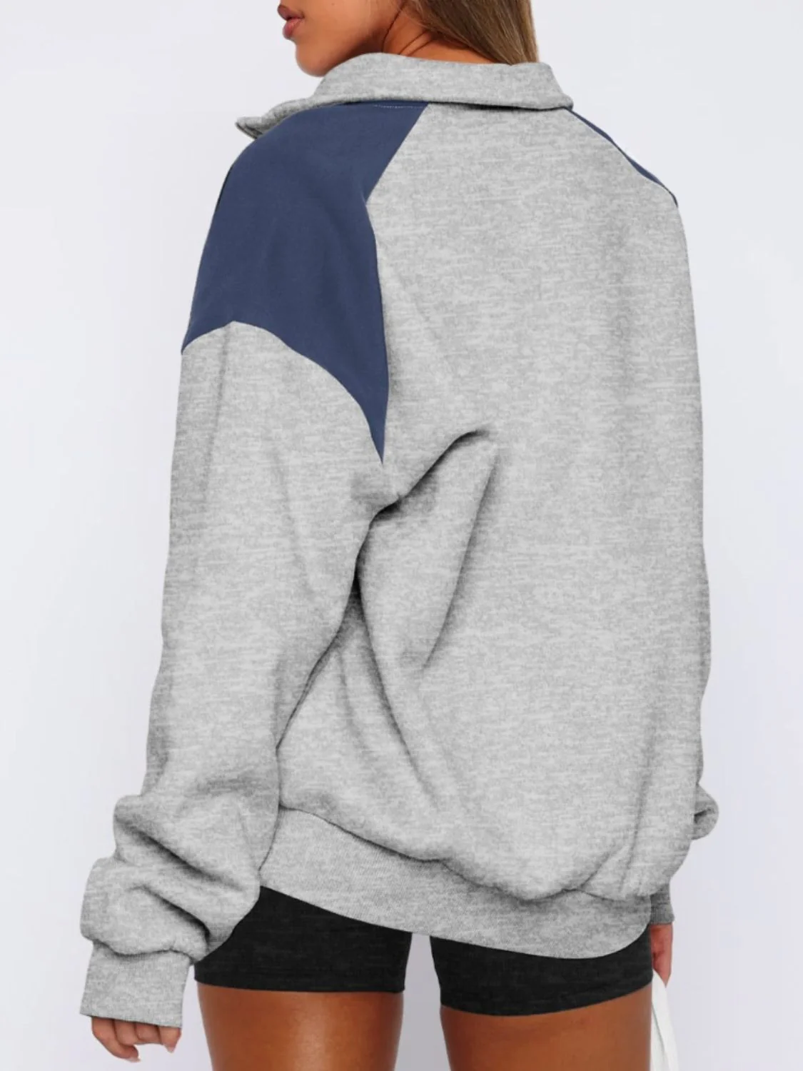 Regine | Long sleeve sweatshirt with contrast quarter zip - Image 12