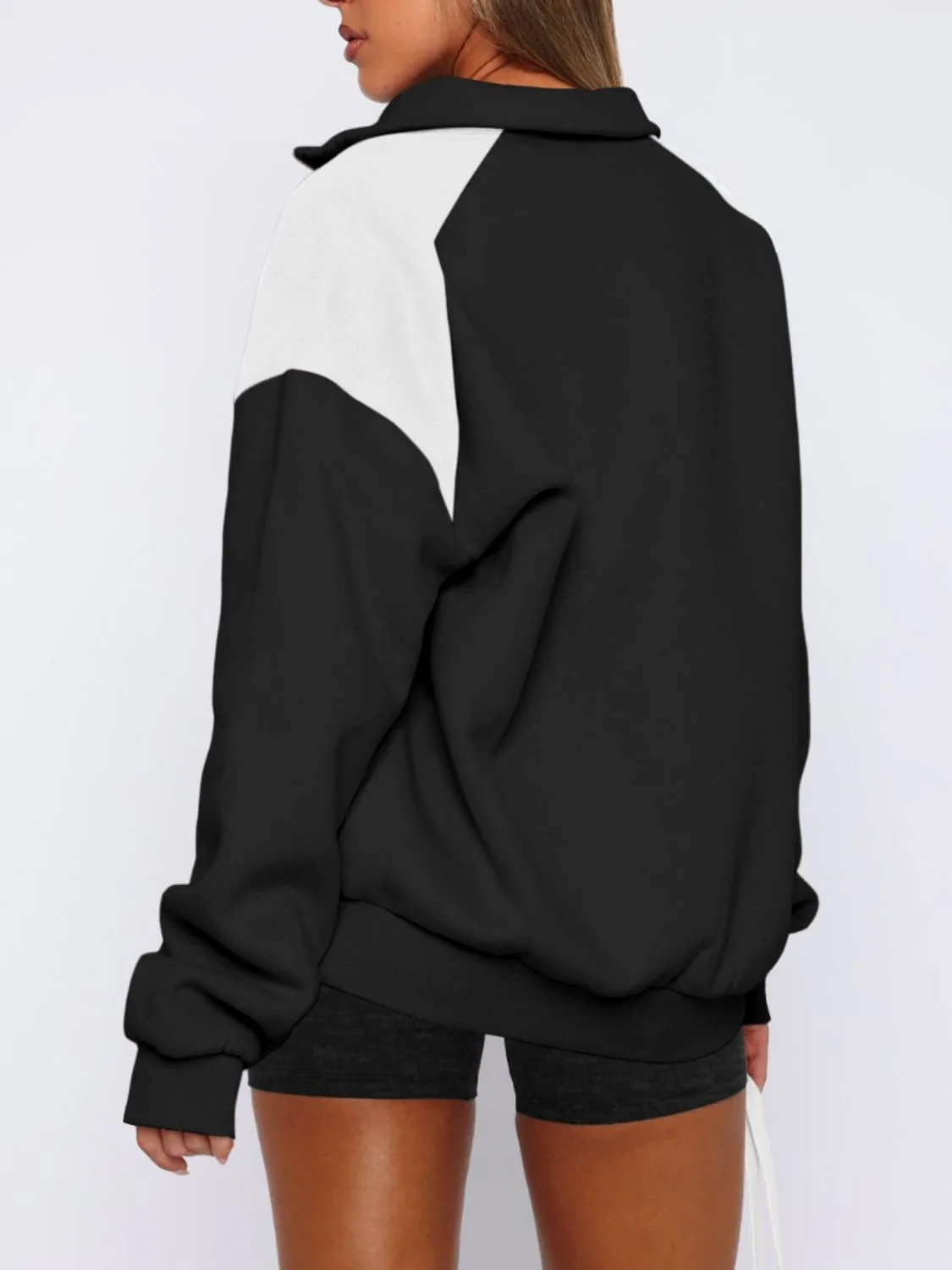 Regine | Long sleeve sweatshirt with contrast quarter zip - Image 9