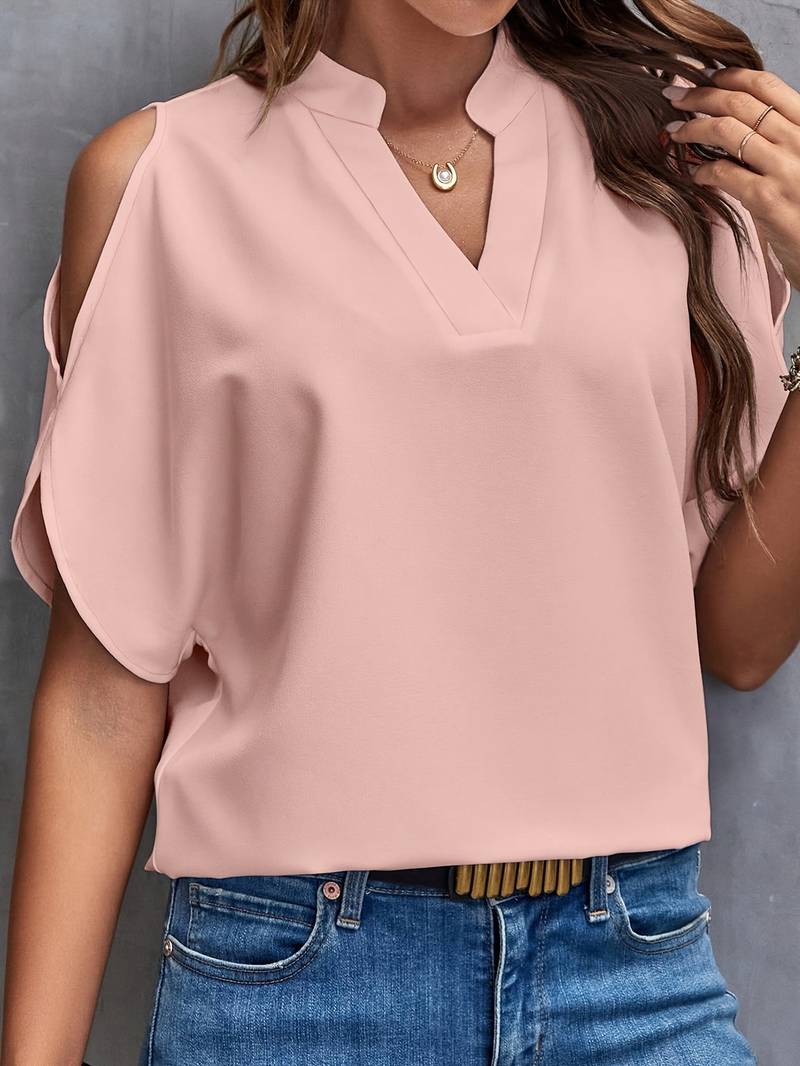 Renata® | Simple Summer Blouse With Notches - Image 2
