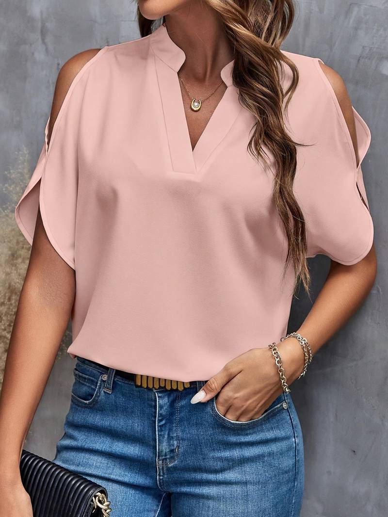 Renata® | Simple Summer Blouse With Notches - Image 3