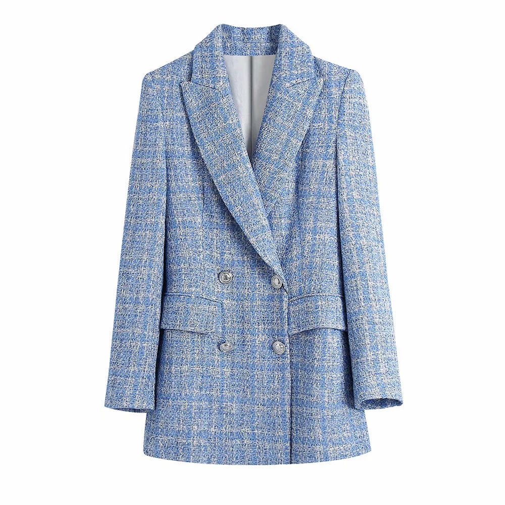 Renate | Women's double-breasted tweed coat - Image 2