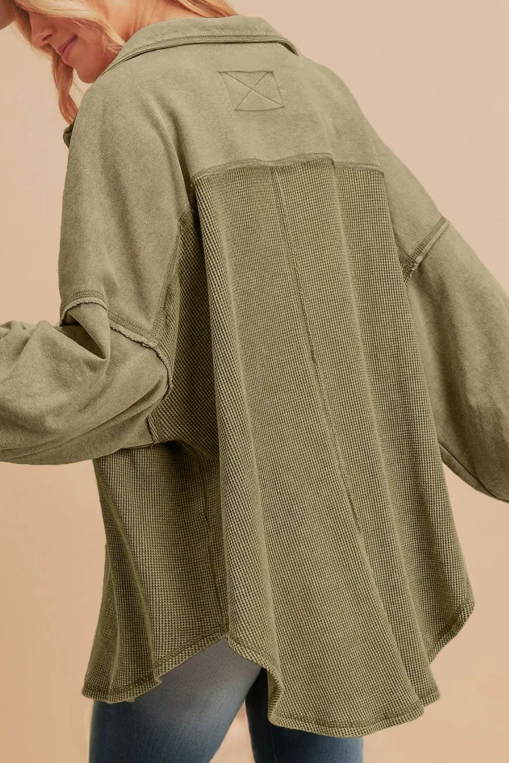 Renee | Waffle knit long sleeve jacket with collar - Image 3