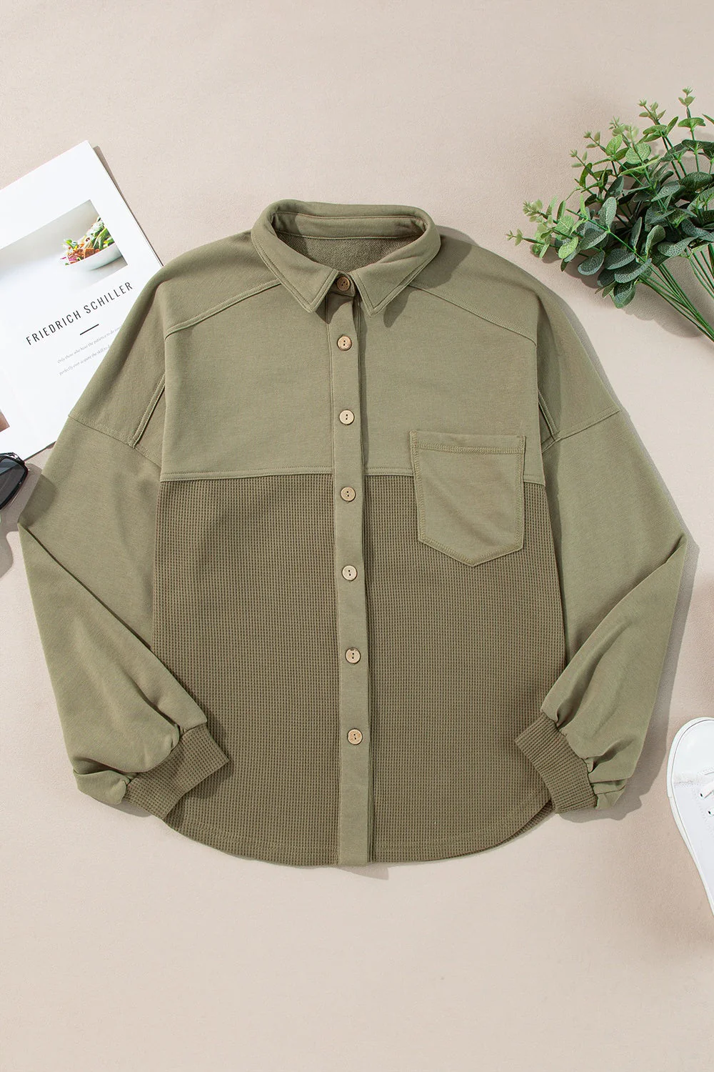 Renee | Waffle knit long sleeve jacket with collar - Image 4