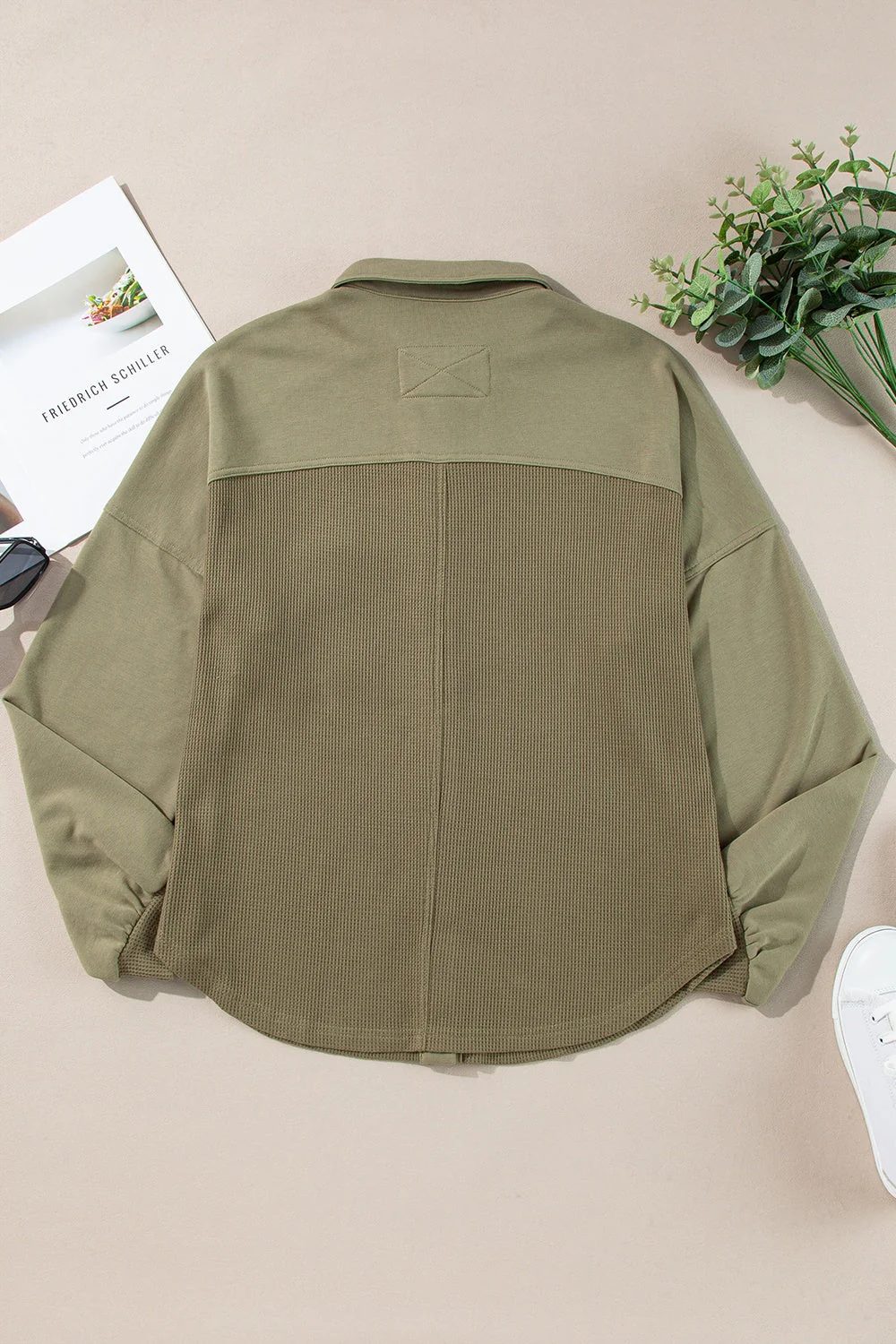 Renee | Waffle knit long sleeve jacket with collar - Image 5
