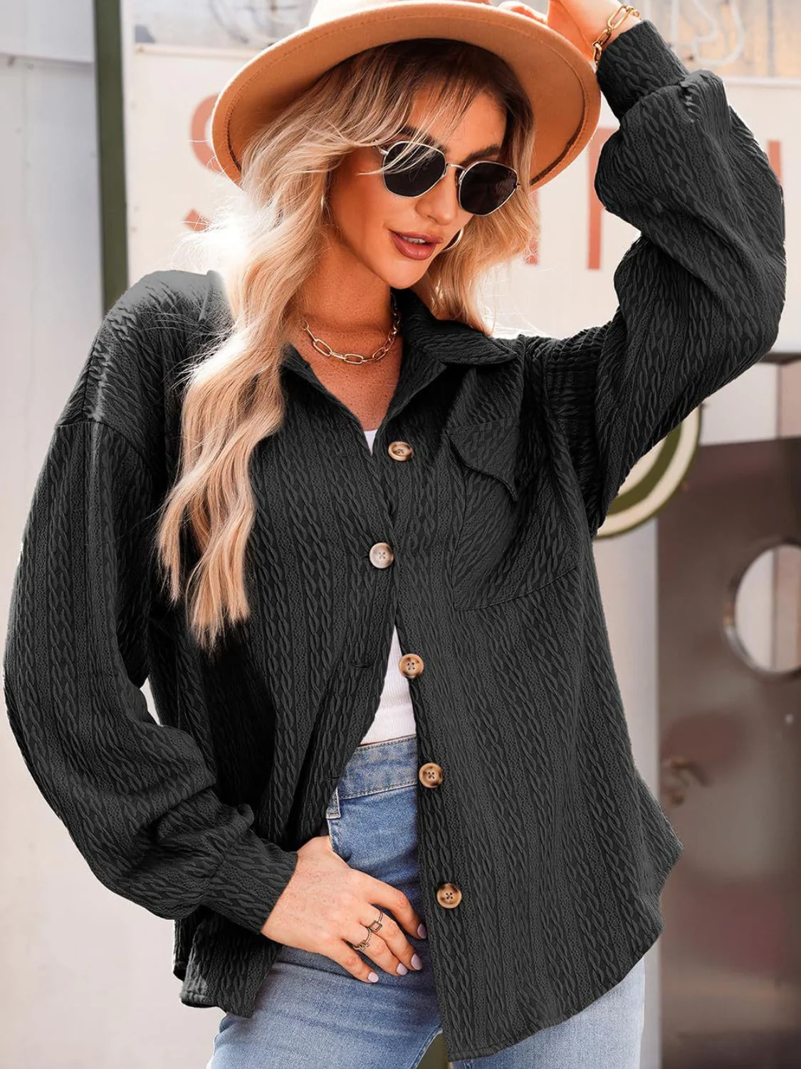 Rita | Structured long-sleeved jacket with button placket - Image 12