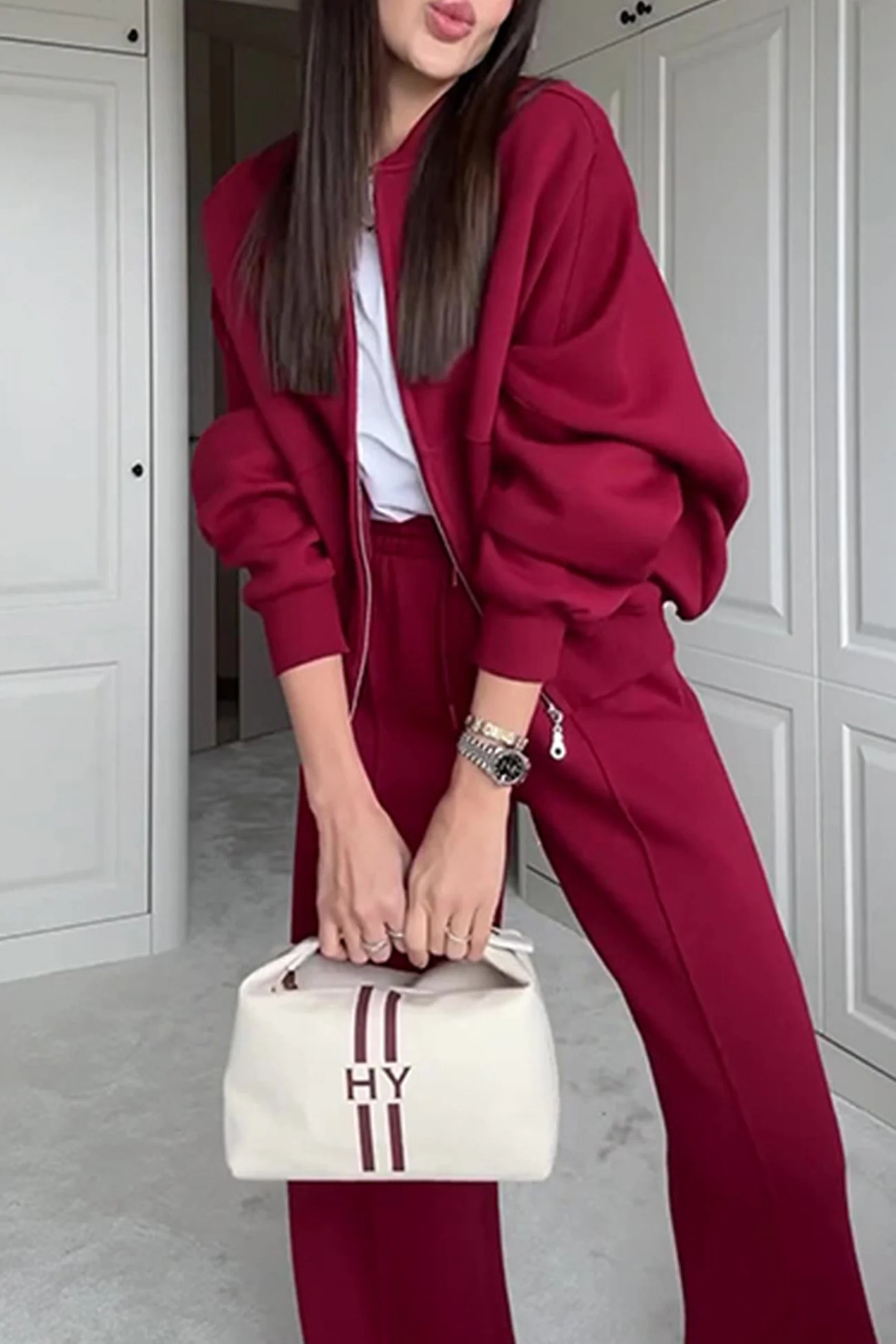 Rita | Sweatshirt jacket, straight leg, long pants set - Image 10