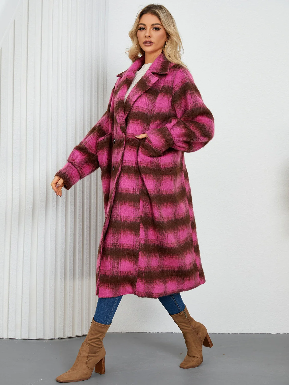 Rocio | Contrasting double breasted long sleeve coat - Image 12