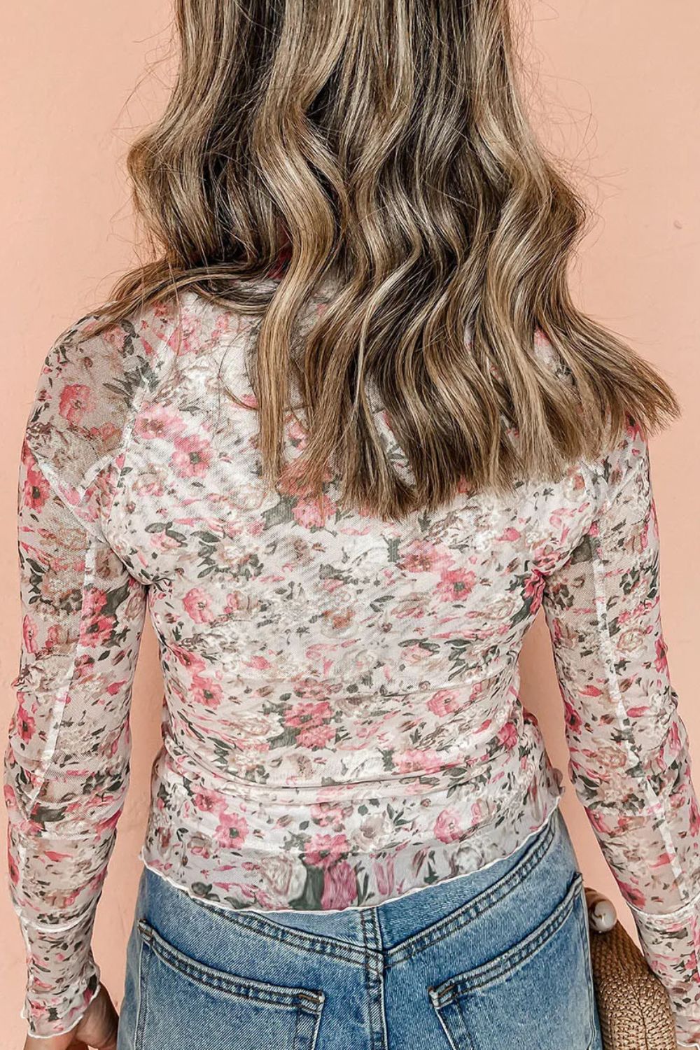 Rocio | Floral long-sleeved blouse with stand-up collar - Image 2