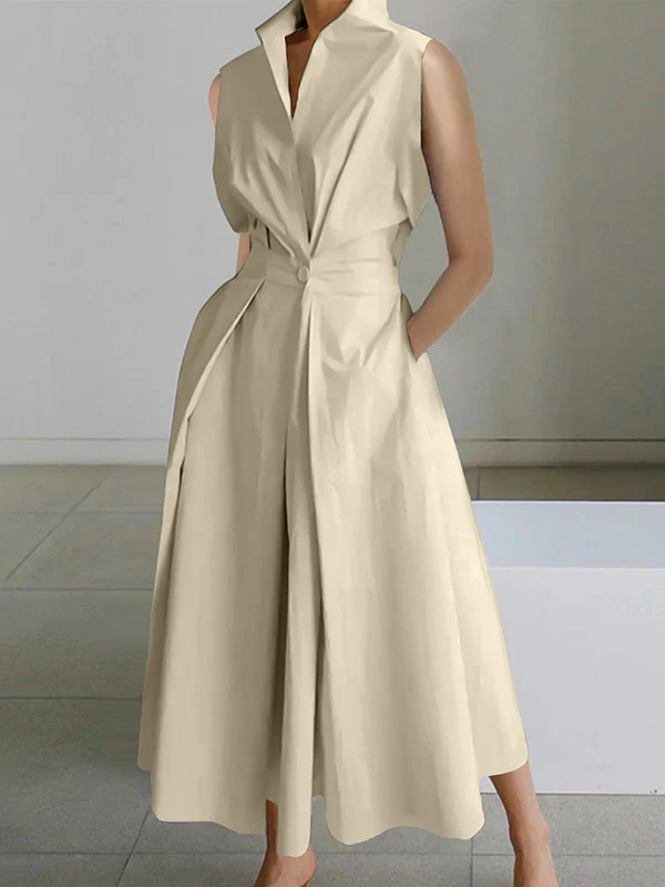 Rocío® | White Shirt Collar Urban Cotton Dress - Image 2