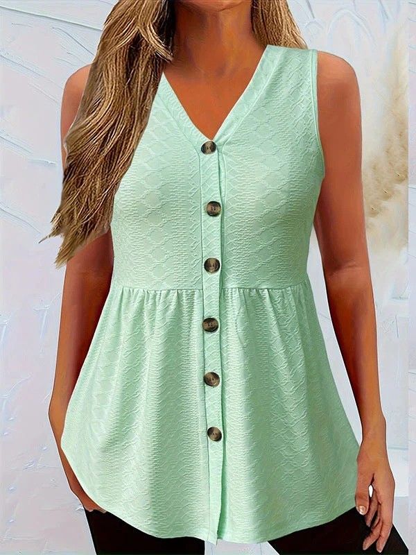 Rocío® | Women'S Sleeveless Blouse Dress With Curved Hem And Button Details - Image 10
