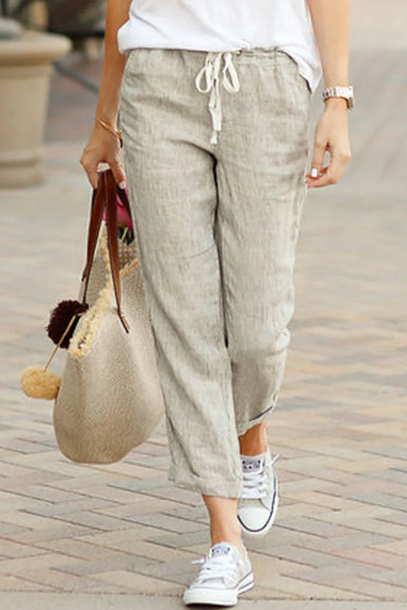 Romina | Fashionable casual solid loose mid waist straight pants - Image 3