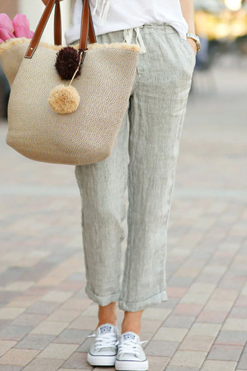 Romina | Fashionable casual solid loose mid waist straight pants - Image 6