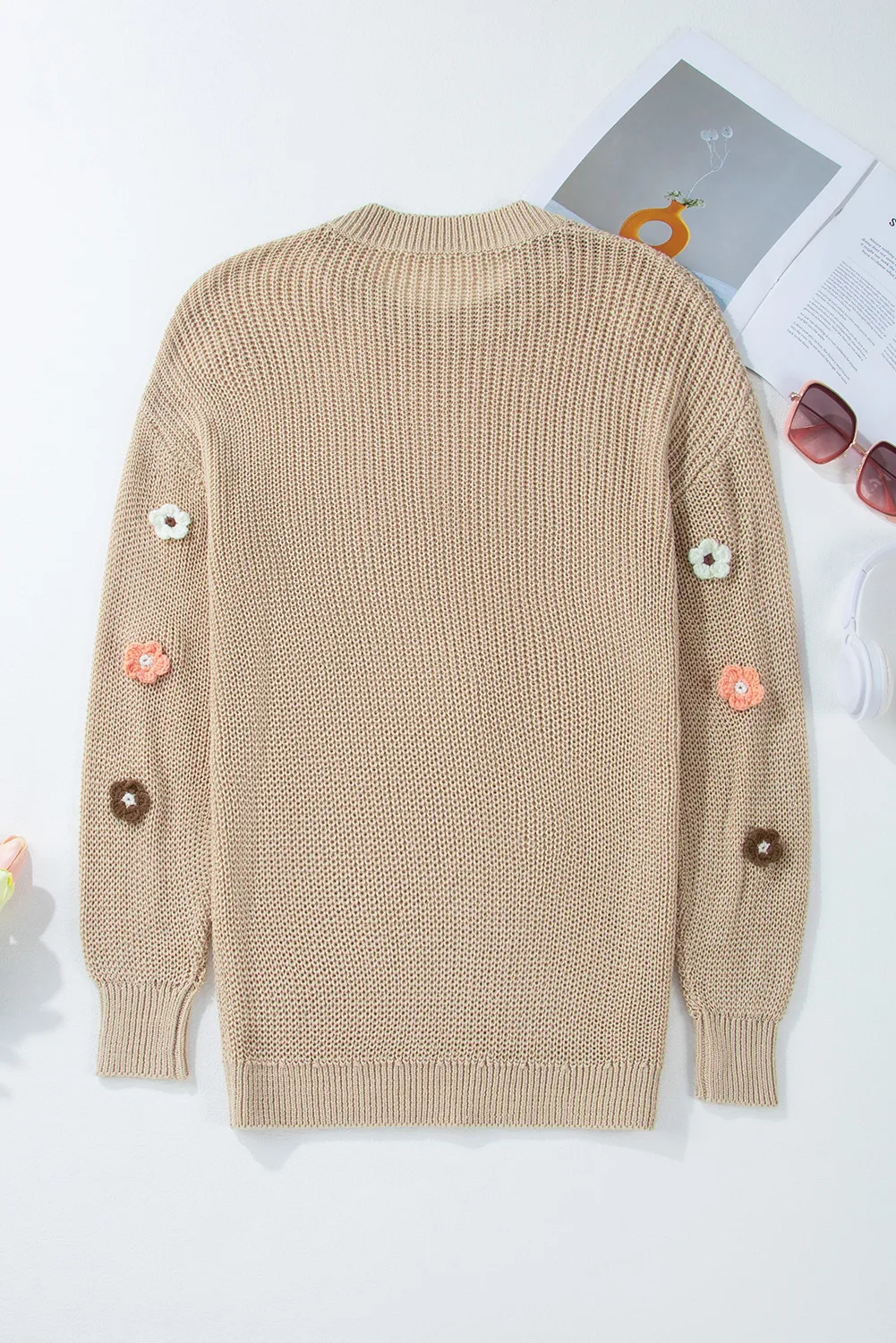 Romy | Long-sleeved sweater with a floral crew neck - Image 4