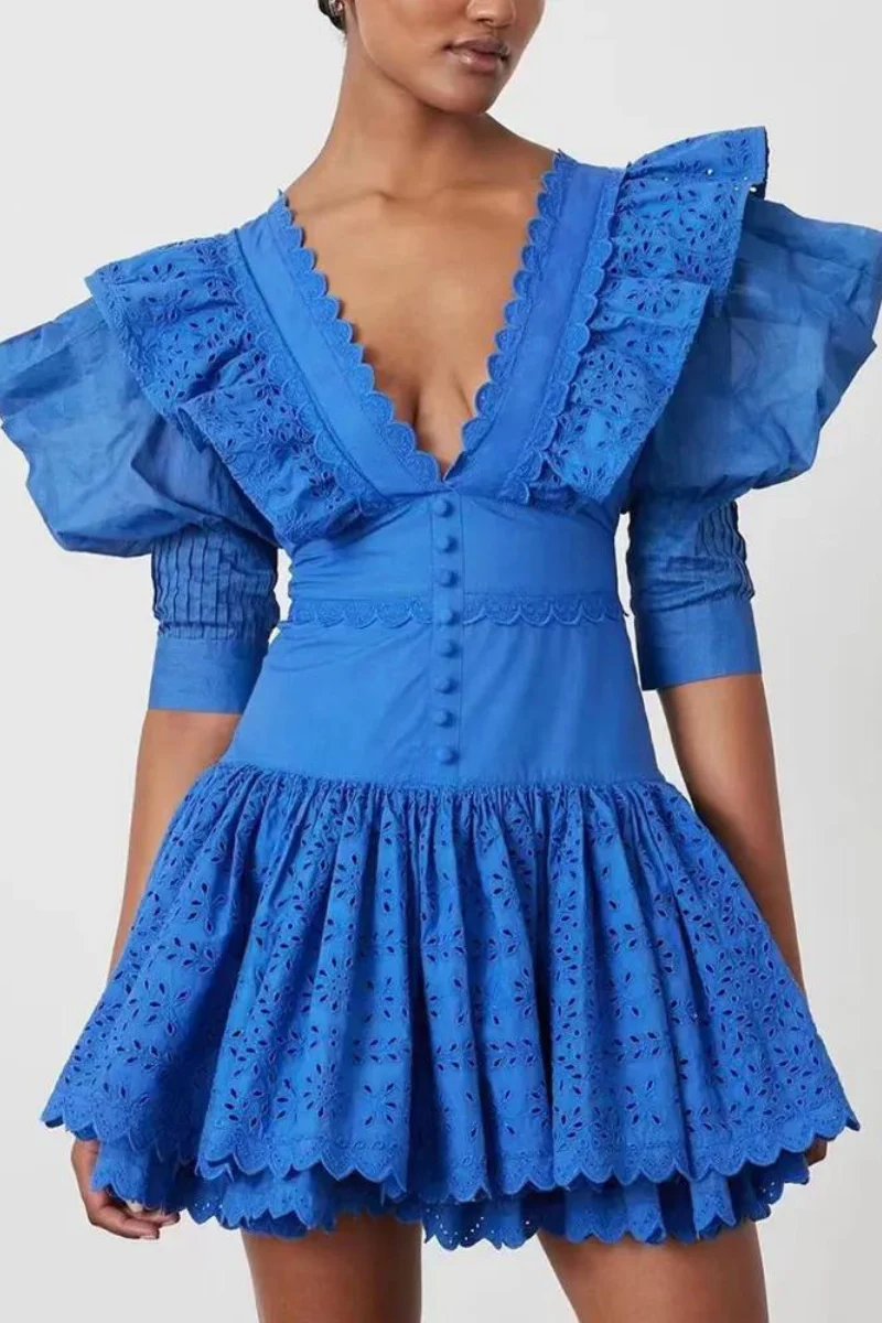 Rosalía® | Backless Mini Dress With Ruffles And A Plunging Neckline - Image 10