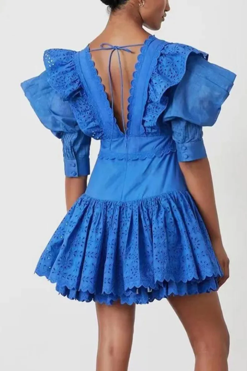 Rosalía® | Backless Mini Dress With Ruffles And A Plunging Neckline - Image 2