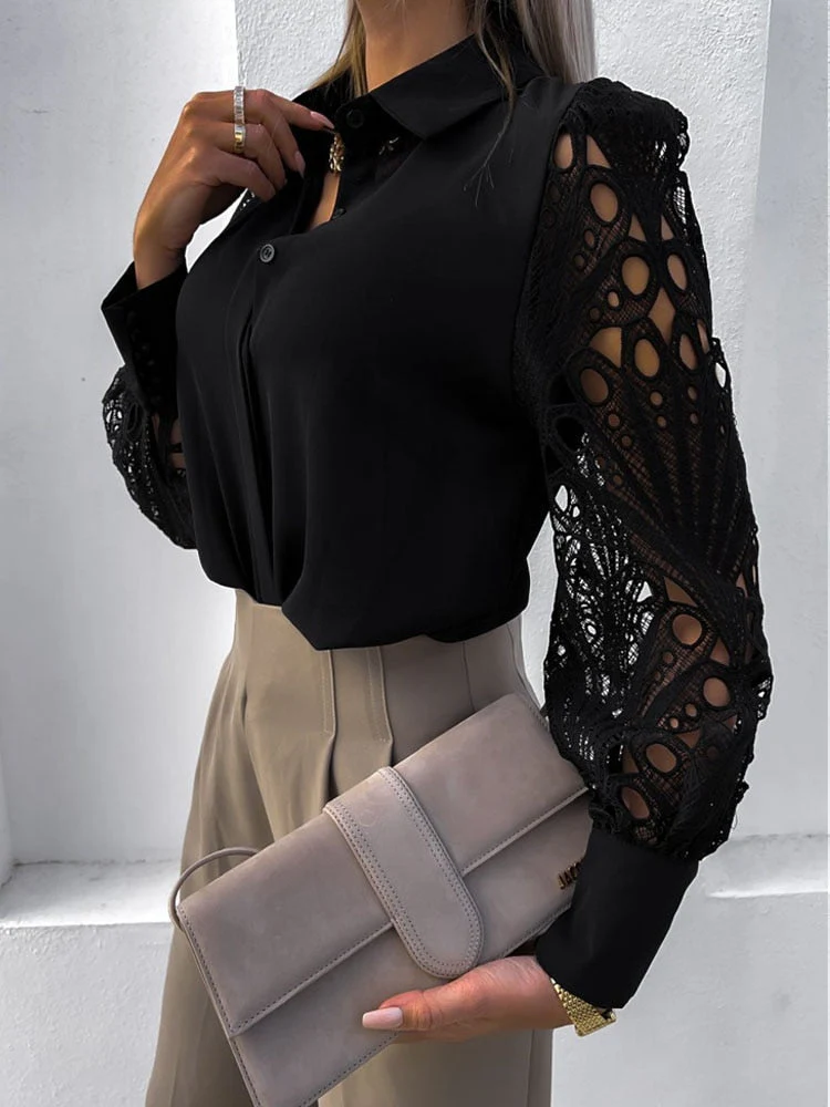 Rosario® | Casual Blouse With Lace Sleeves - Image 3
