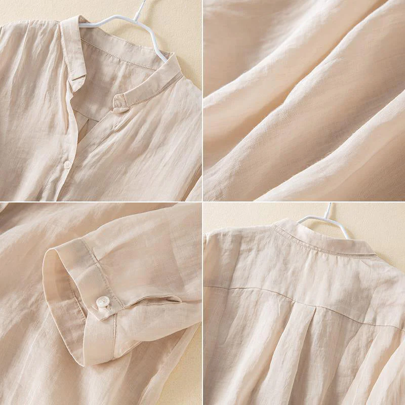 Rosario® | Casual Button-Down 3/4 Sleeve Cotton Blouse - Image 2