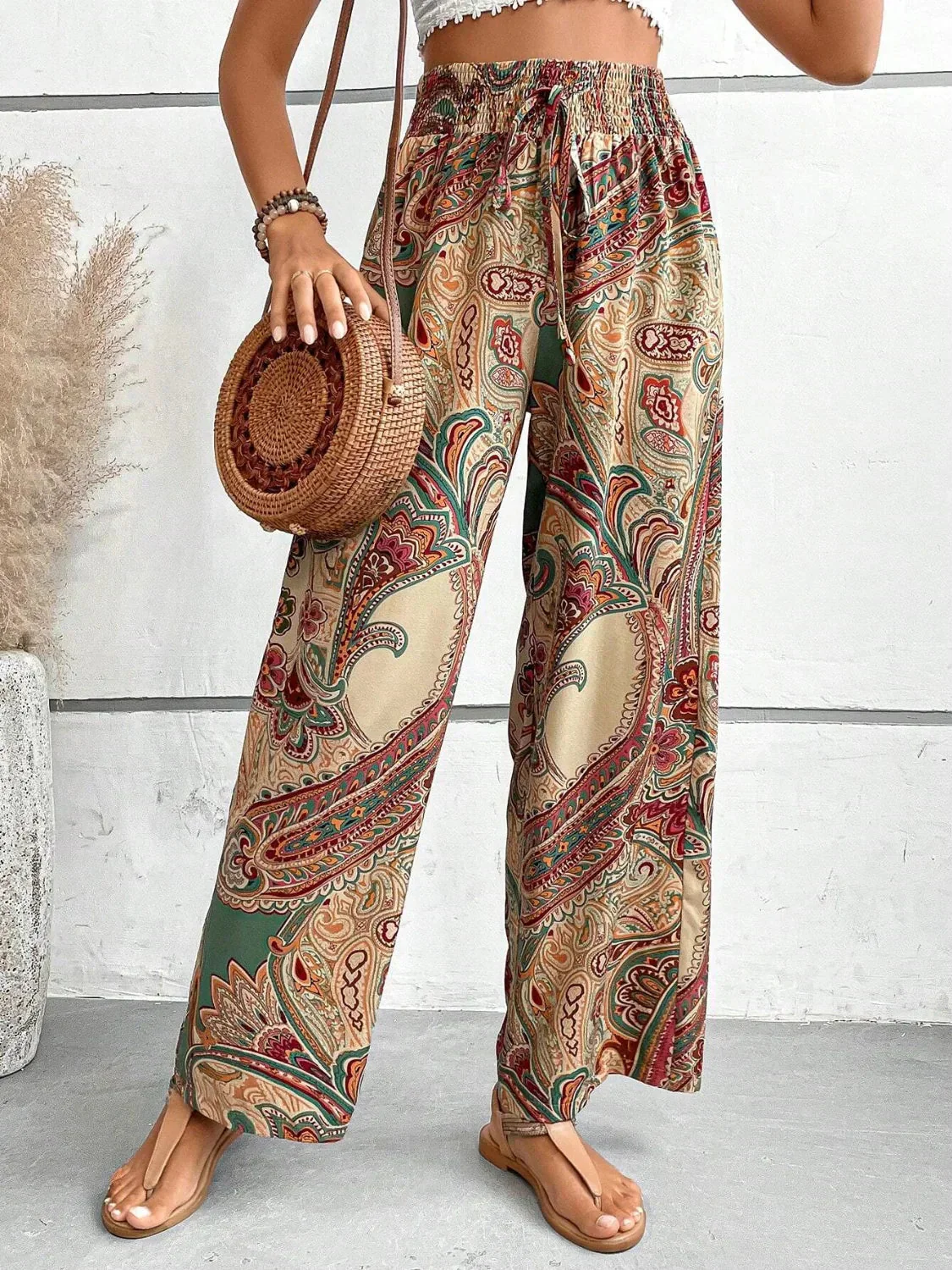 Rowan® | Elegant Printed Wide-Leg Trousers
