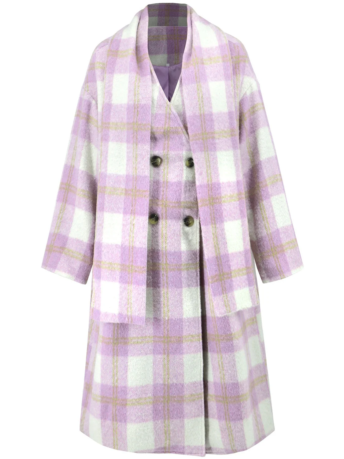 Rubí | Checked long sleeve button down coat - Image 10