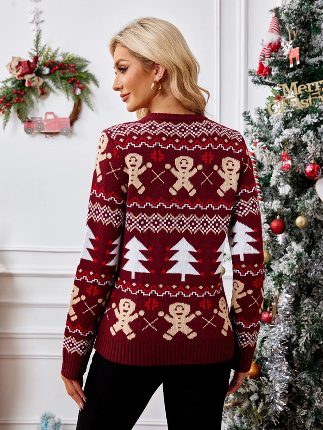 Sabina | Gingerbread long sleeve crew neck sweater - Image 2