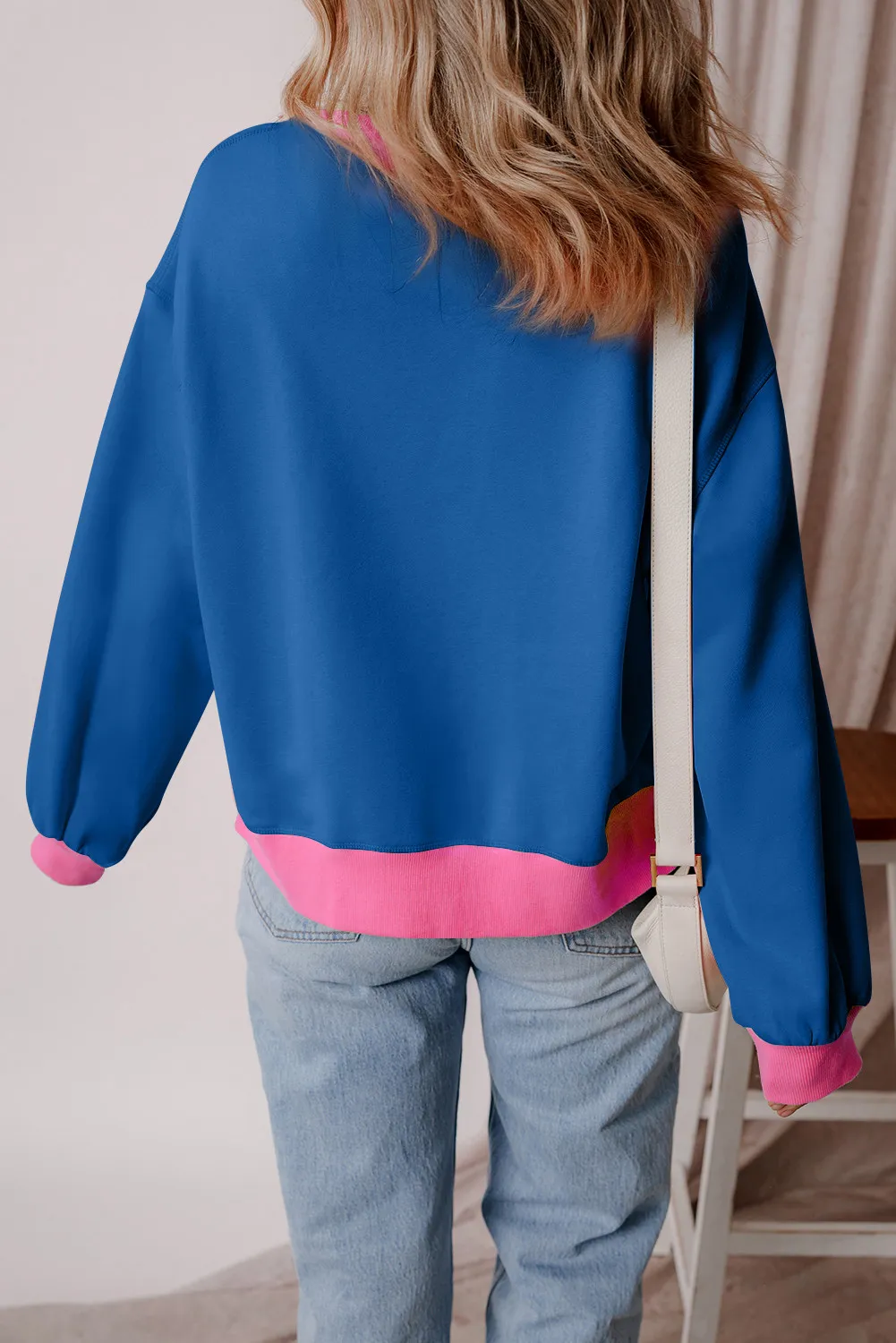 Sabina | Long sleeve sweatshirt with letter graphic and contrast - Image 3
