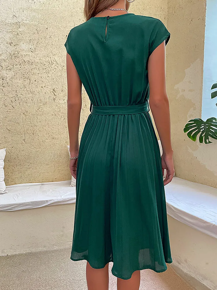 Sabina® | Short Sleeve Pleated Casual Mini Dress For Summer - Image 3