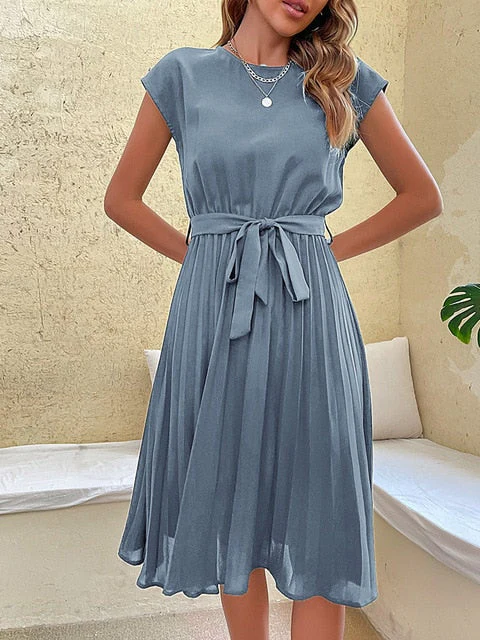 Sabina® | Short Sleeve Pleated Casual Mini Dress For Summer - Image 5