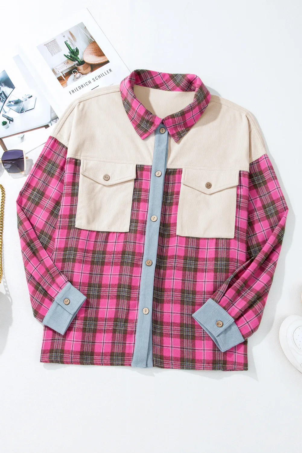 Sabine | Oversized checked long sleeve shirt with collar - Image 6