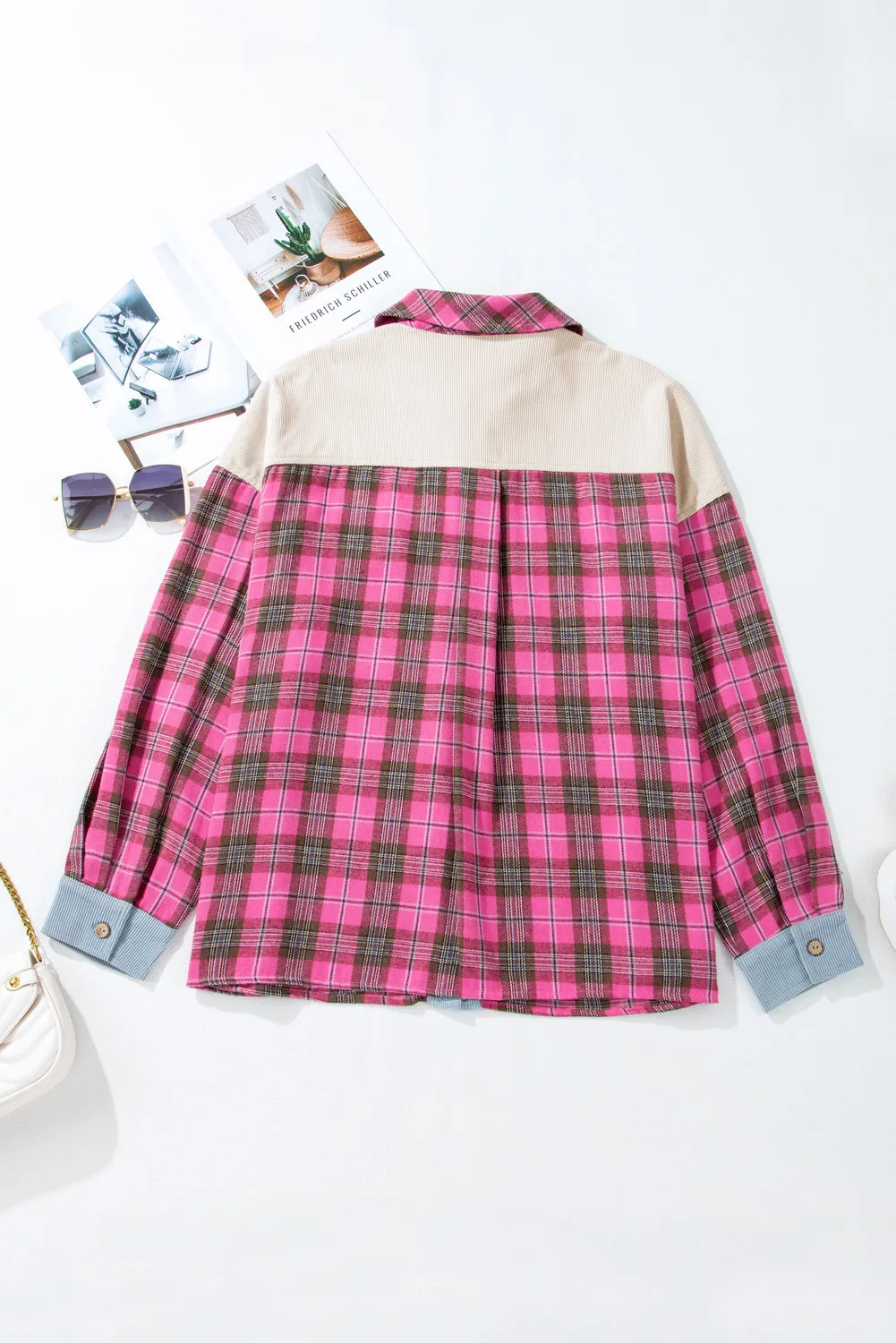 Sabine | Oversized checked long sleeve shirt with collar - Image 7