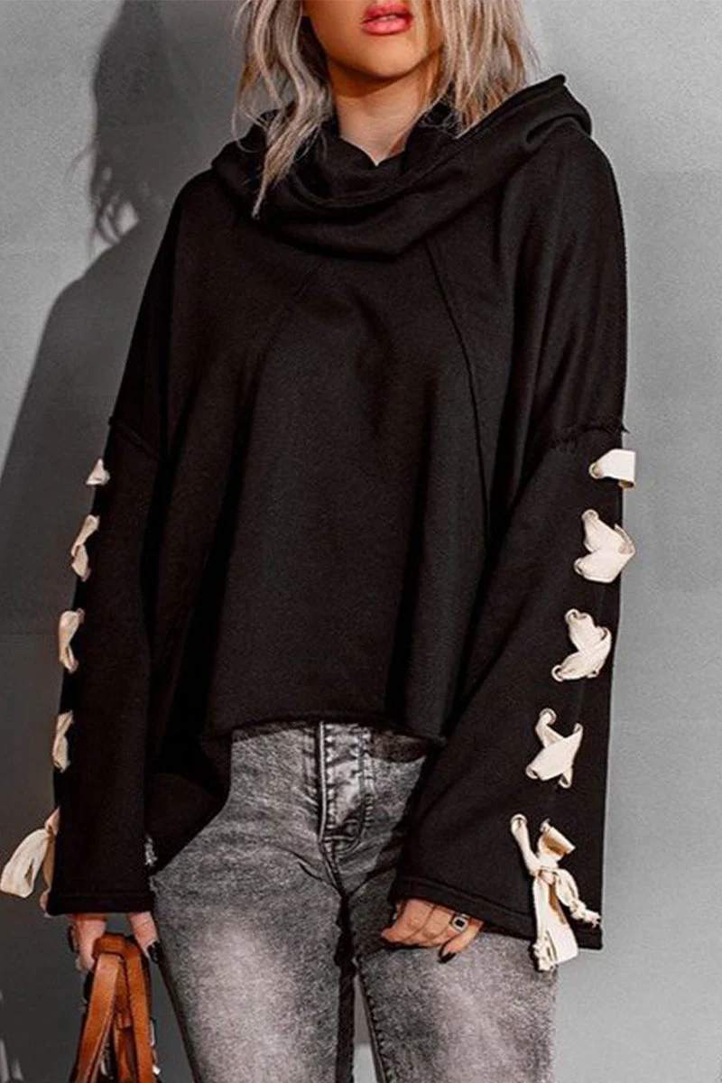 Sandra | Casual tops with a fixed bandage and hooded collar
