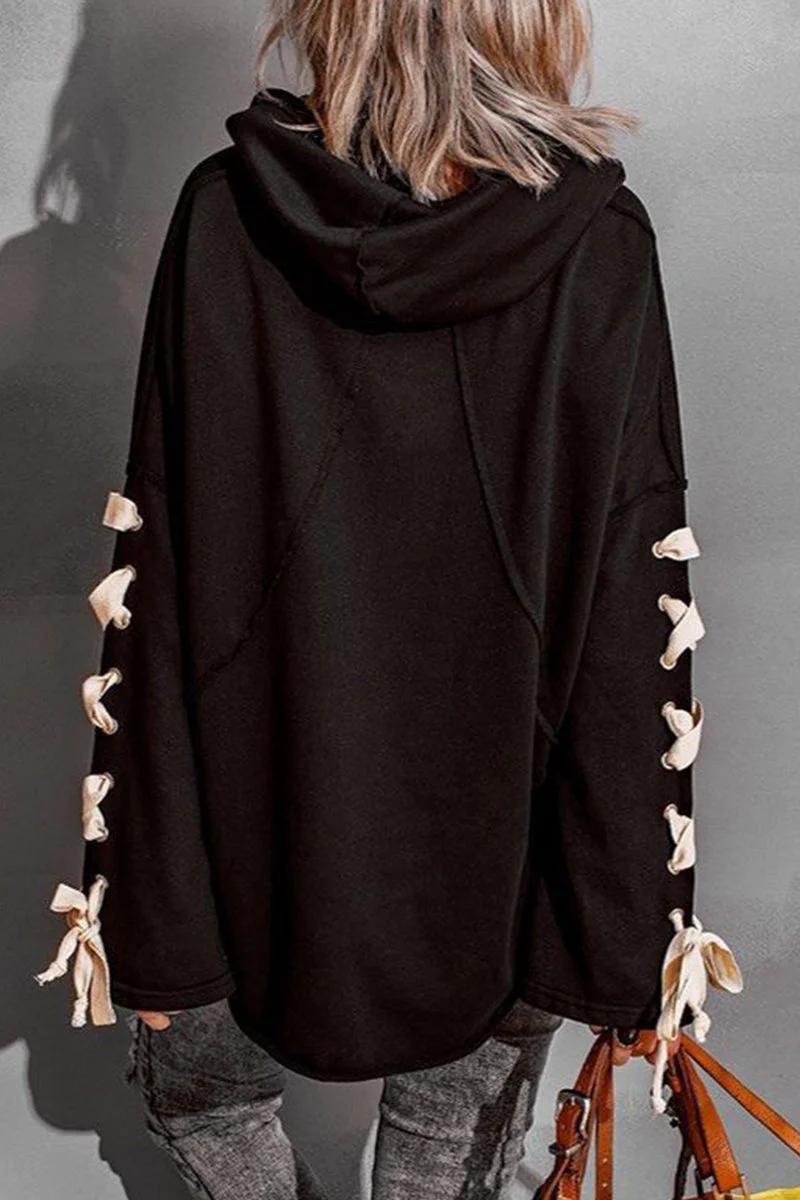 Sandra | Casual tops with a fixed bandage and hooded collar - Image 4