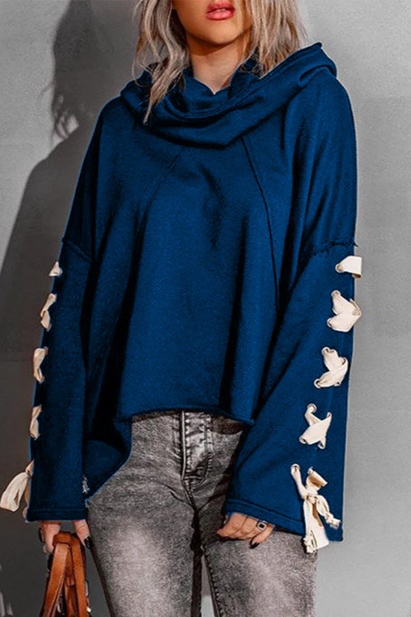 Sandra | Casual tops with a fixed bandage and hooded collar - Image 5