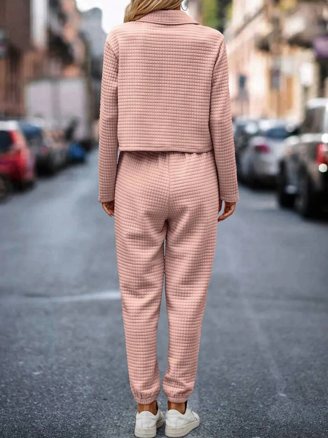 Sandra | Check top and trousers set with snap fasteners - Image 13