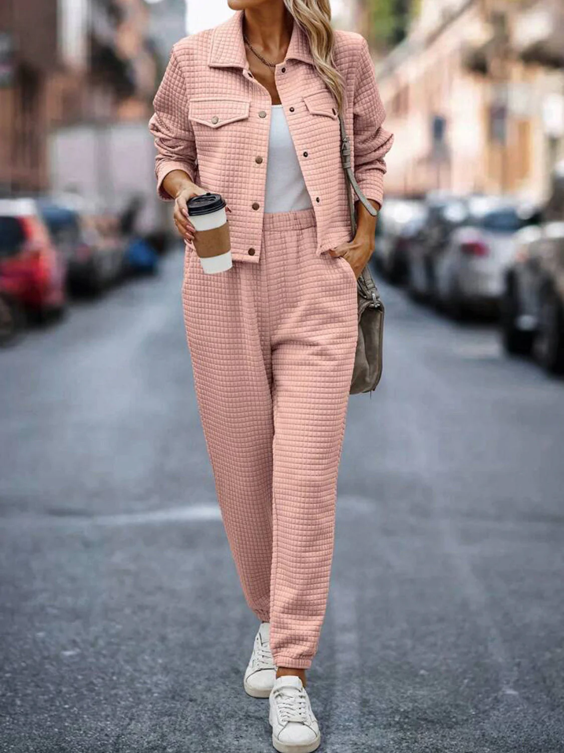 Sandra | Check top and trousers set with snap fasteners - Image 17