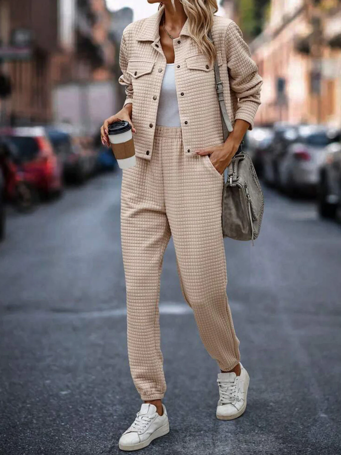 Sandra | Check top and trousers set with snap fasteners - Image 3
