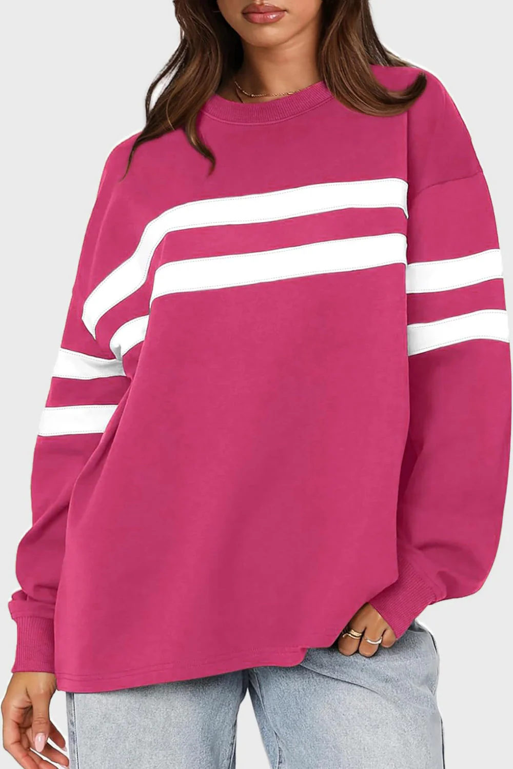 Sandra | Lovelet striped sweatshirt with a crew neck and dropped shoulders - Image 11