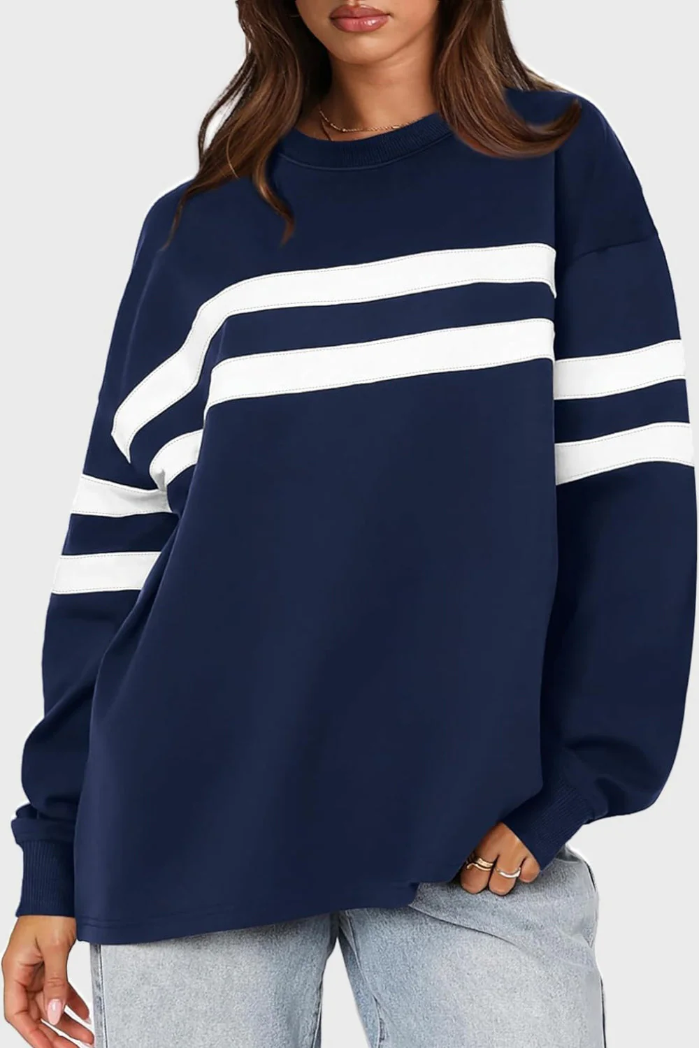 Sandra | Lovelet striped sweatshirt with a crew neck and dropped shoulders - Image 8