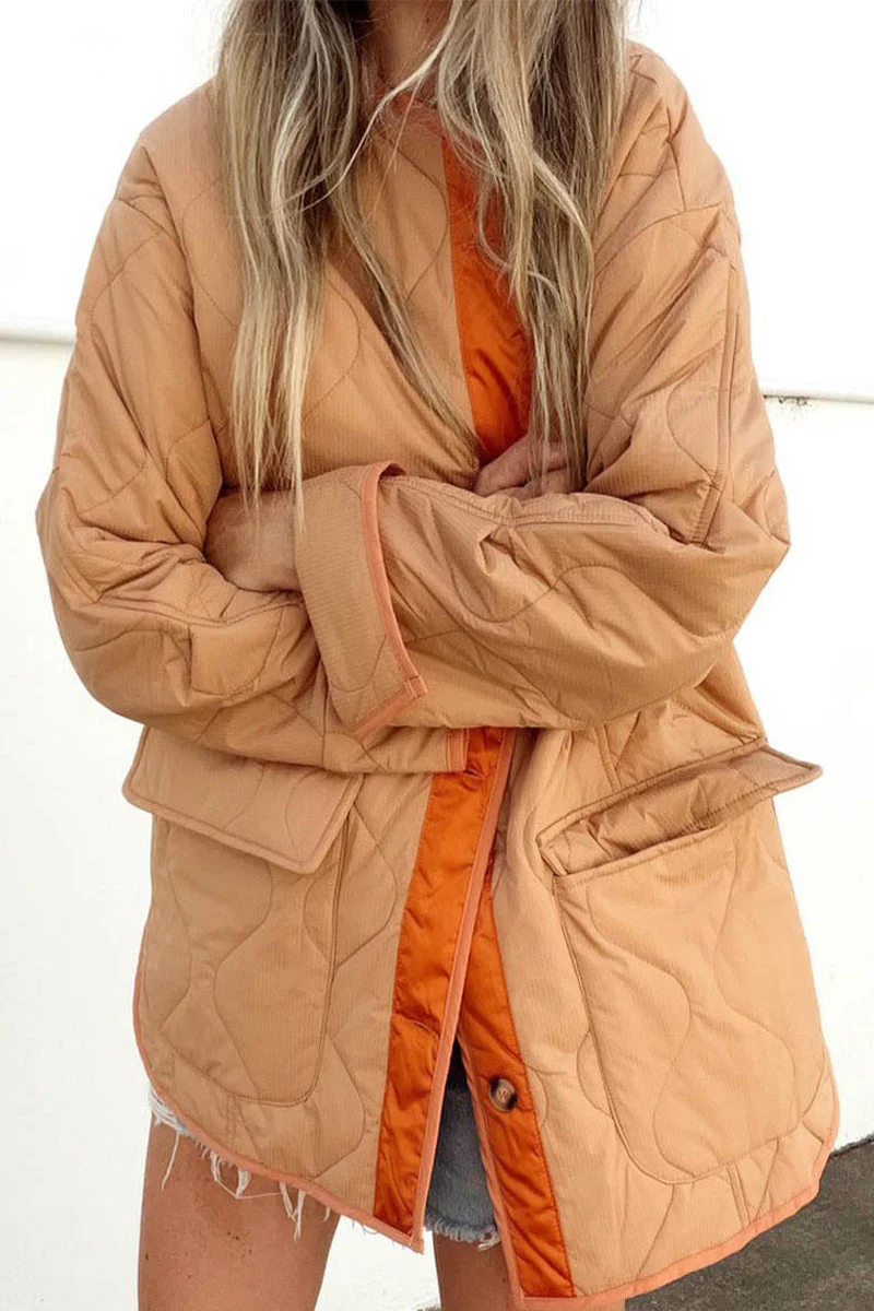 Sara | Casual outerwear with color block buckle and contrast O-neck - Image 11