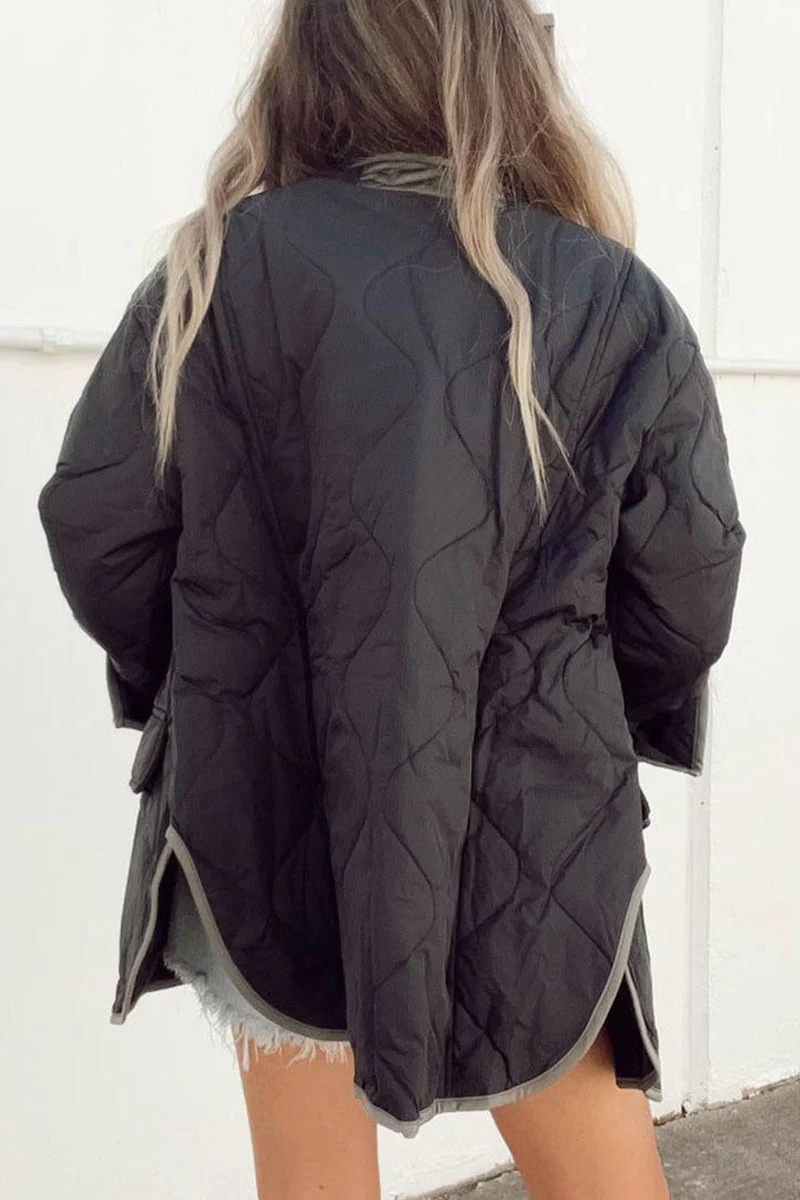 Sara | Casual outerwear with color block buckle and contrast O-neck - Image 7
