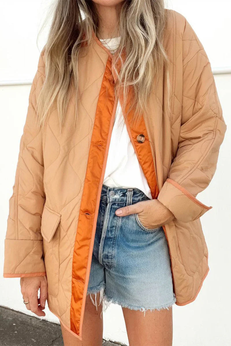 Sara | Casual outerwear with color block buckle and contrast O-neck - Image 9