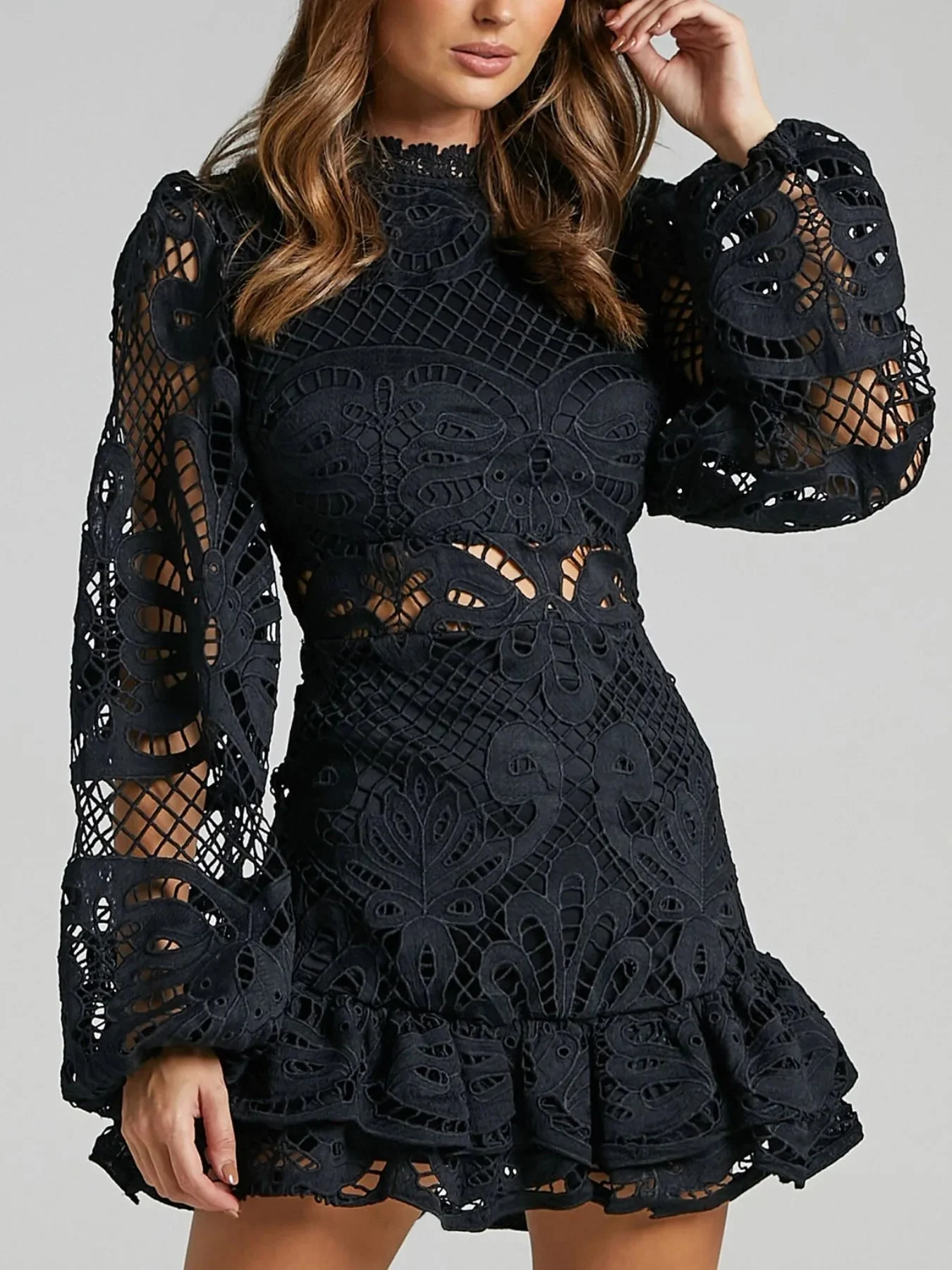 Sara® | Elegant Long-Sleeved Lace Mini Dress - Image 2