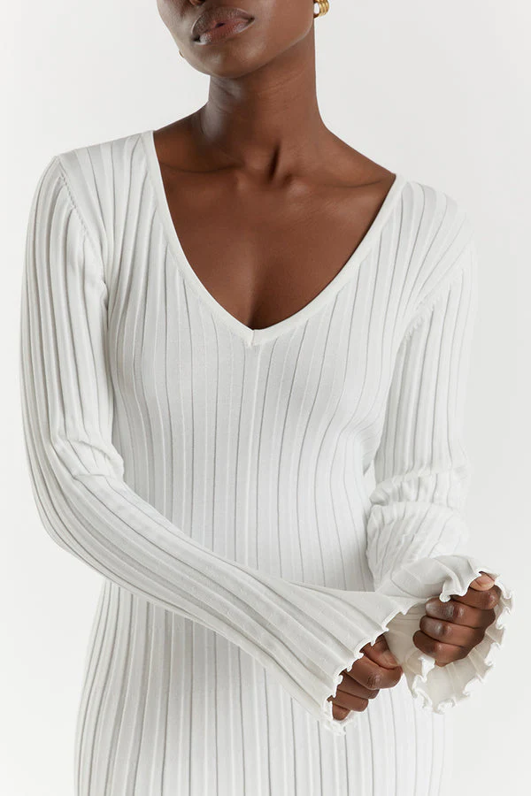 Sasha® | Knitted Midi Dress With V-Neck And Sleeves - Image 15
