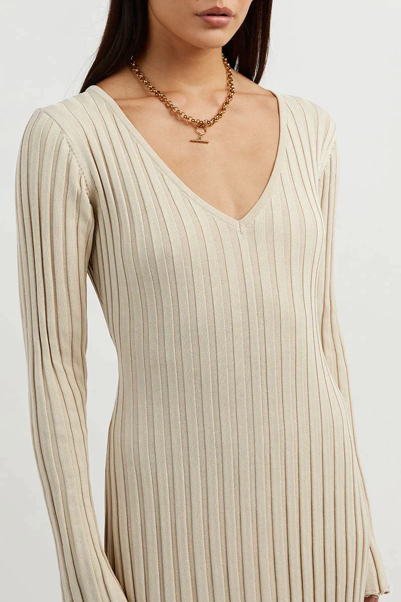 Sasha® | Knitted Midi Dress With V-Neck And Sleeves - Image 5